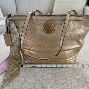 Coach Gold Signature metallic leather tote